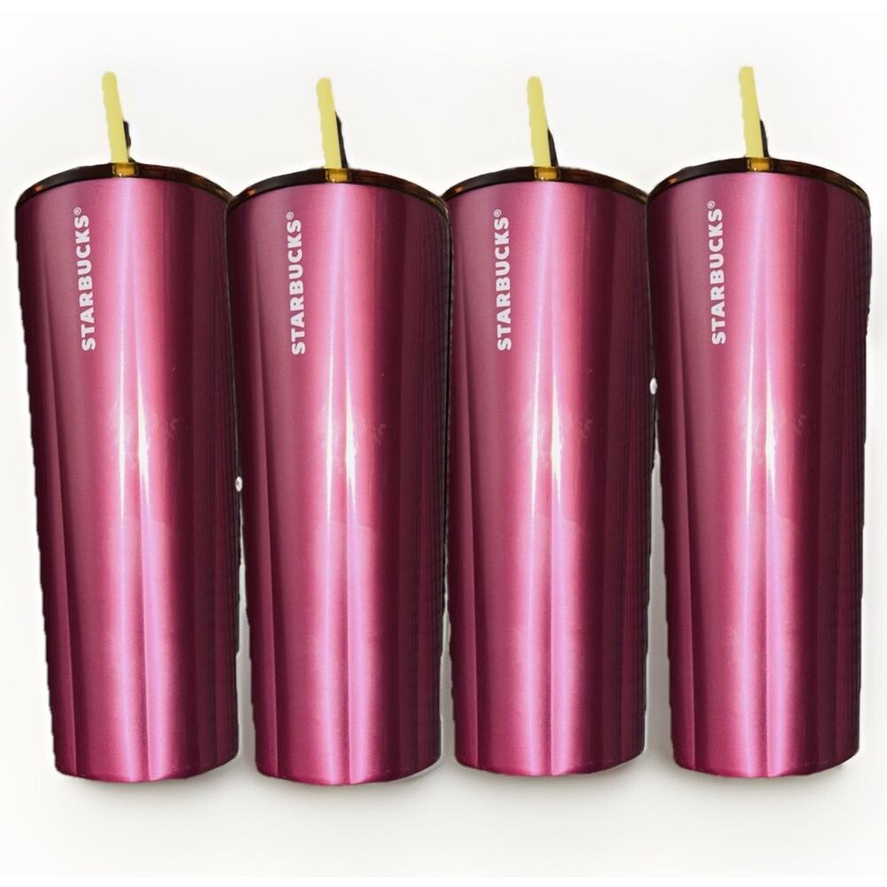 NEW Lot Of 4 Starbucks Summer 2023 Stainless Steel 24 Oz Petunia Pink Cold‎ Cup